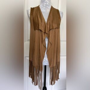 EUC.  Brown suede-like fringe vest.